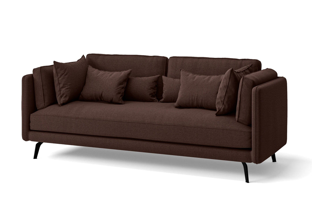 LIVELUSSO Sofa Velletri 3 Seater Sofa Coffee Brown Linen Fabric