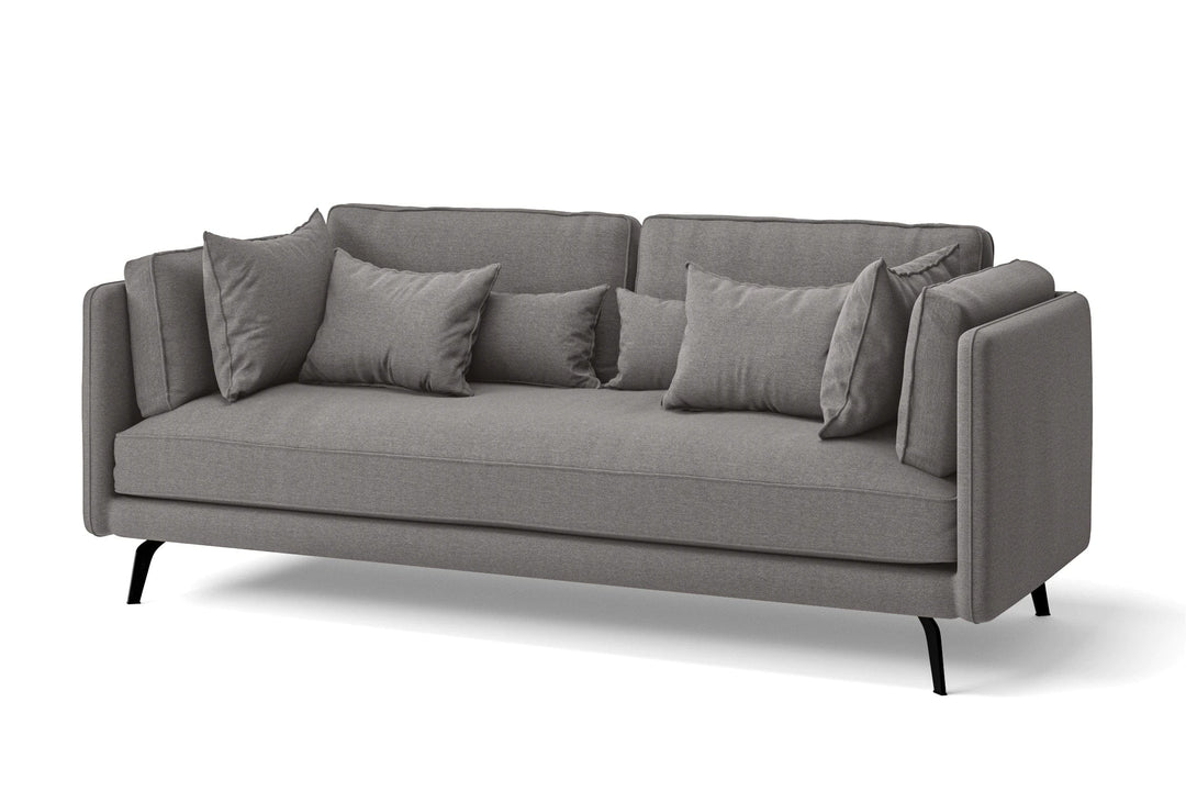 LIVELUSSO Sofa Velletri 3 Seater Sofa Grey Linen Fabric