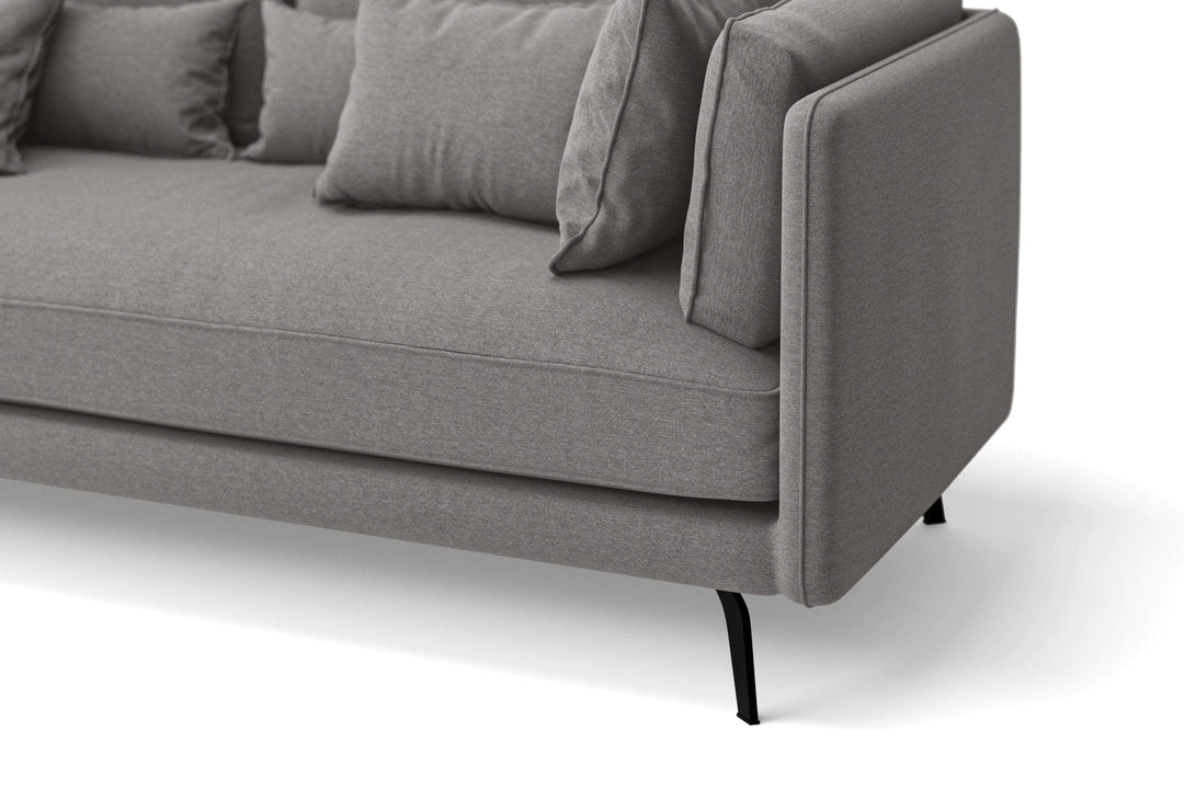 LIVELUSSO Sofa Velletri 3 Seater Sofa Grey Linen Fabric