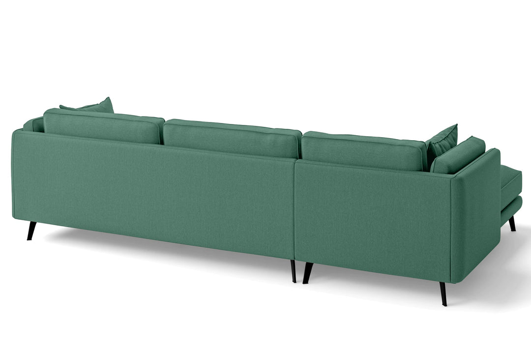 LIVELUSSO Chaise Lounge Sofa Velletri 4 Seater Left Hand Facing Chaise Lounge Corner Sofa Mint Green Linen Fabric