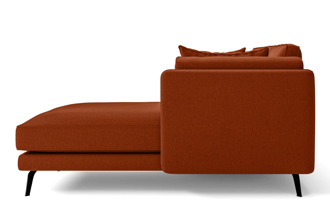 LIVELUSSO Chaise Lounge Sofa Velletri 4 Seater Right Hand Facing Chaise Lounge Corner Sofa Orange Linen Fabric