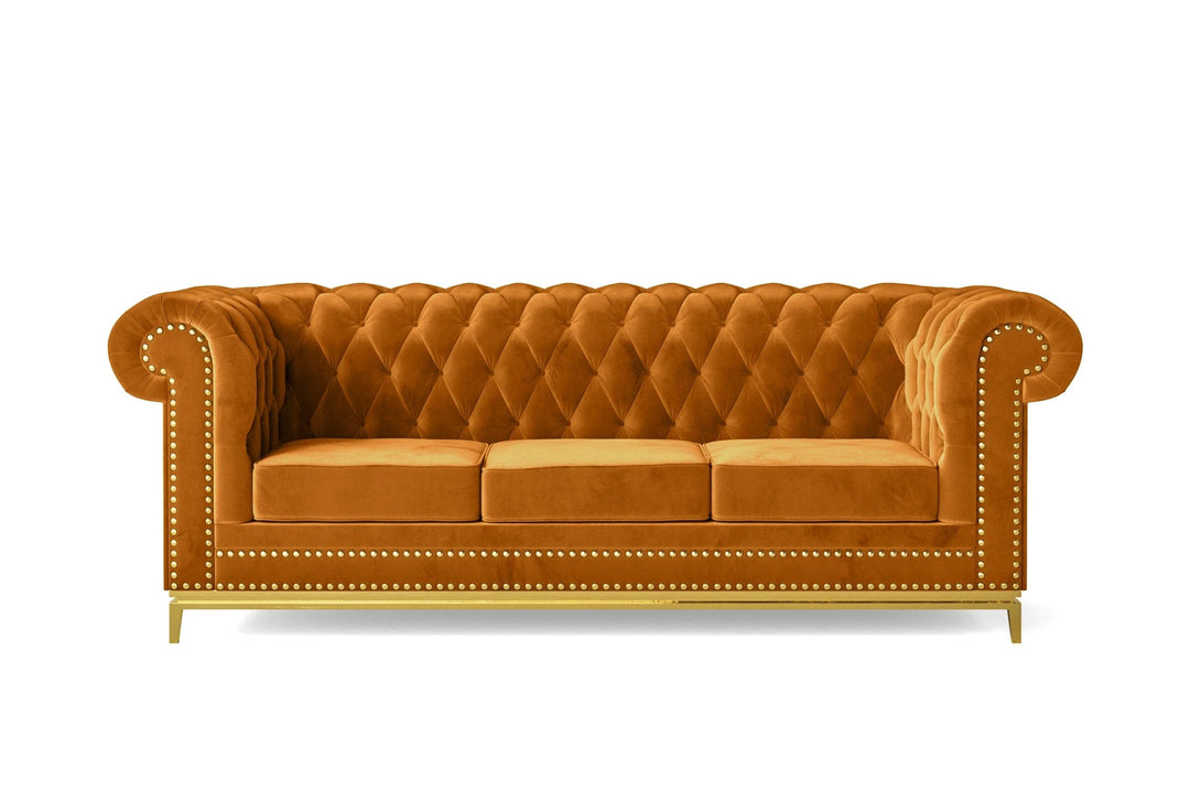 LIVELUSSO Sofa Venice 3 Seater Sofa Gold Velvet