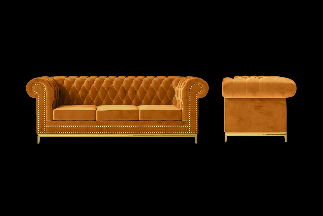 LIVELUSSO Sofa Venice 3 Seater Sofa Gold Velvet