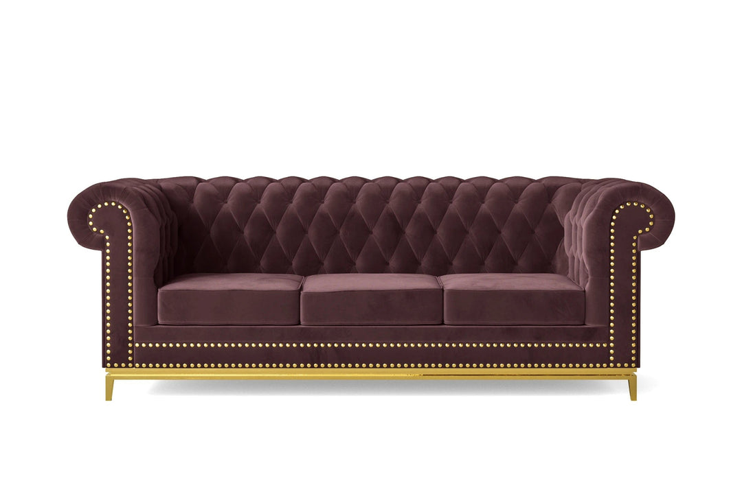 LIVELUSSO Sofa Venice 3 Seater Sofa Grape Velvet