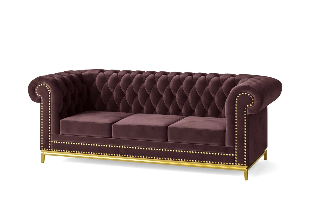 LIVELUSSO Sofa Venice 3 Seater Sofa Grape Velvet