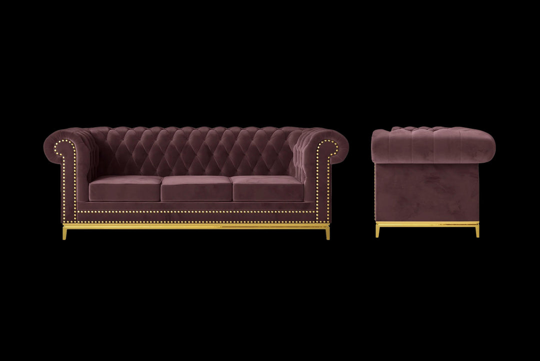 LIVELUSSO Sofa Venice 3 Seater Sofa Grape Velvet