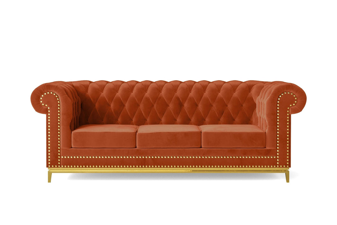 LIVELUSSO Sofa Venice 3 Seater Sofa Orange Velvet