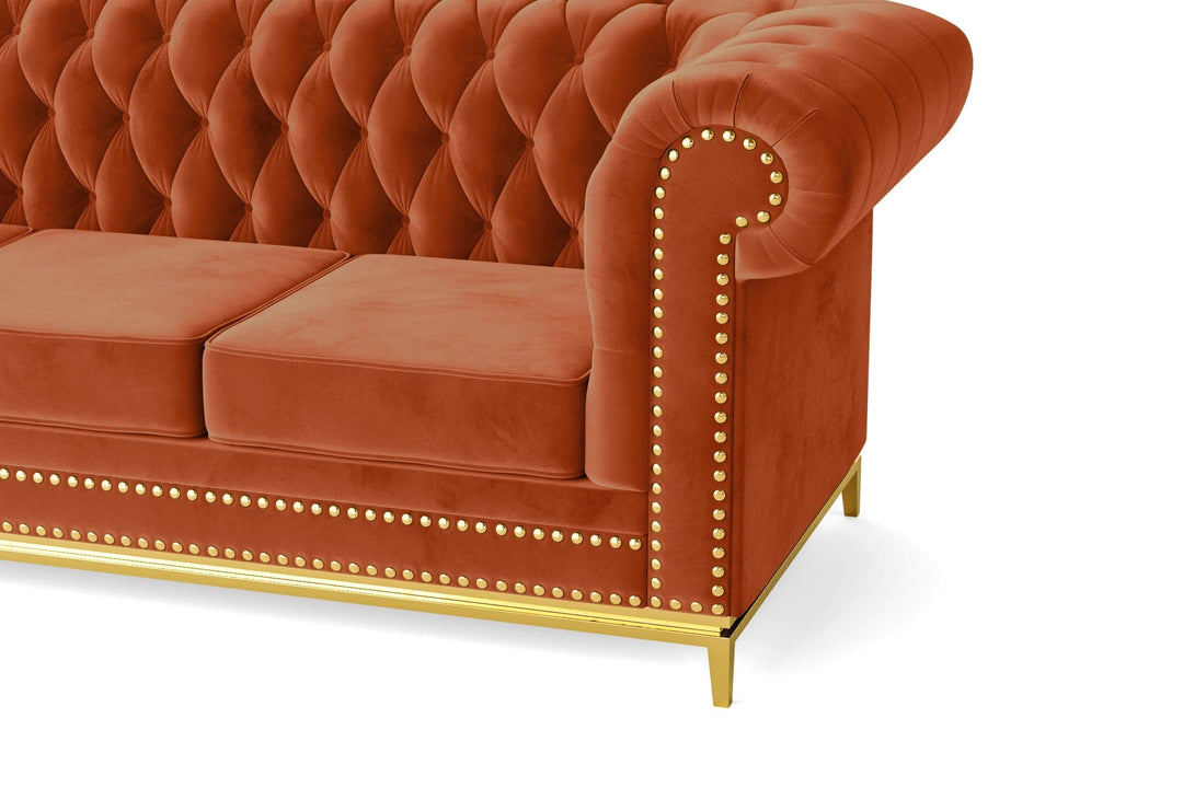 LIVELUSSO Sofa Venice 3 Seater Sofa Orange Velvet