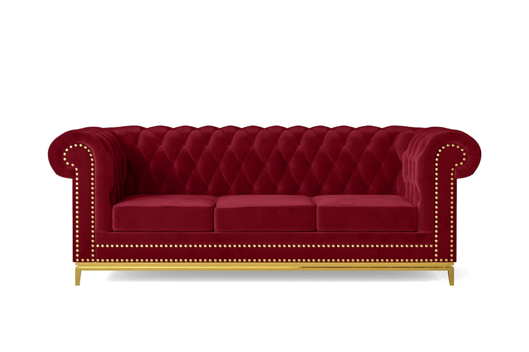 LIVELUSSO Sofa Venice 3 Seater Sofa Red Velvet