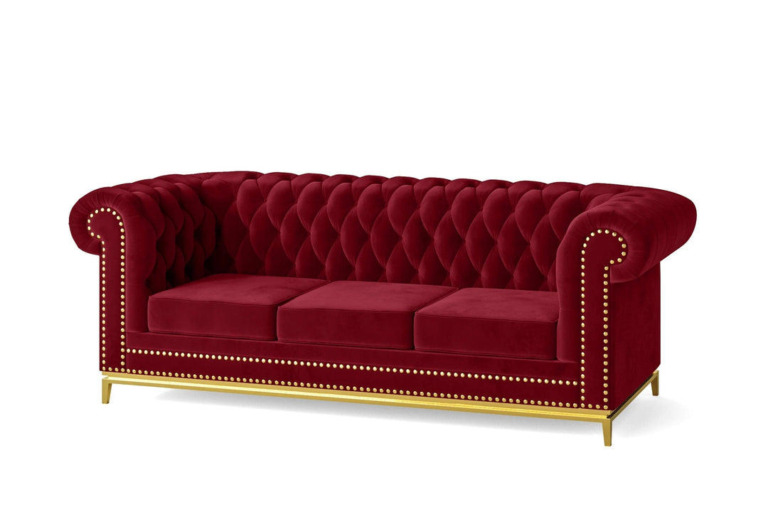 LIVELUSSO Sofa Venice 3 Seater Sofa Red Velvet