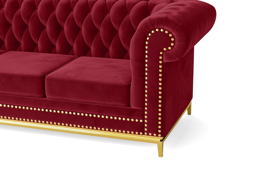 LIVELUSSO Sofa Venice 3 Seater Sofa Red Velvet