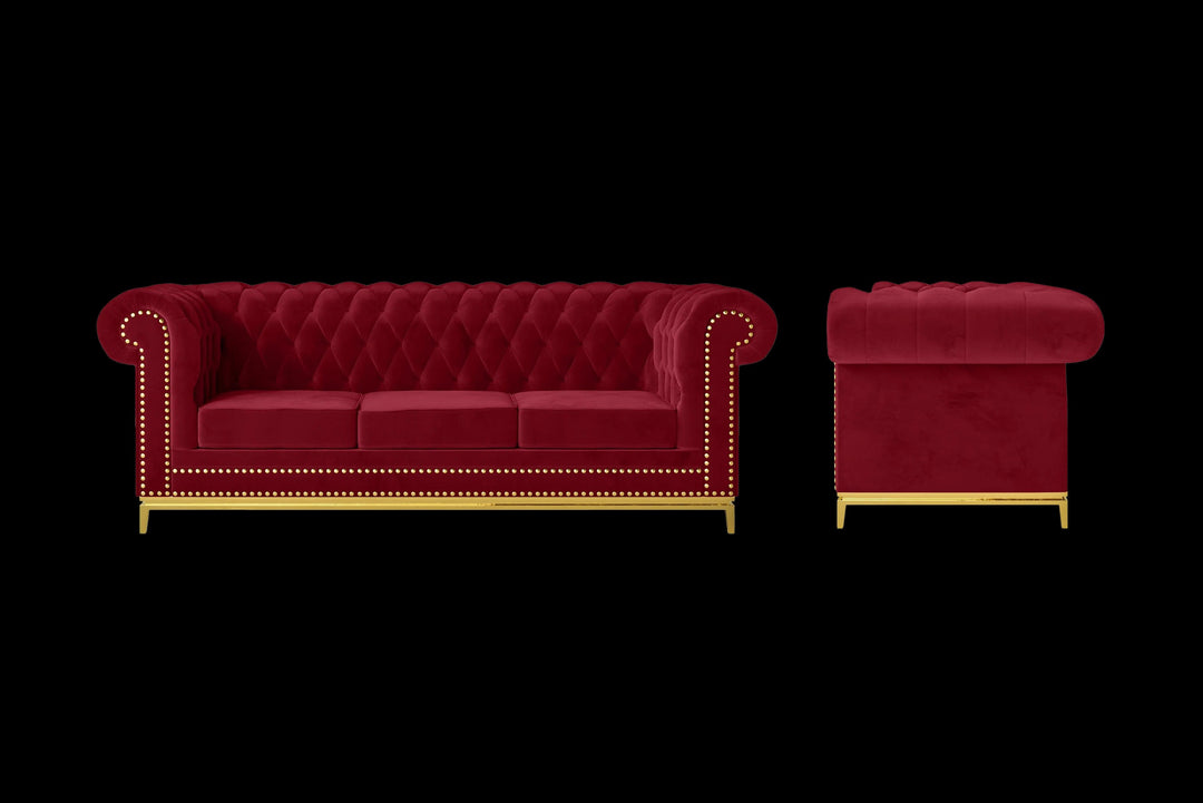 LIVELUSSO Sofa Venice 3 Seater Sofa Red Velvet