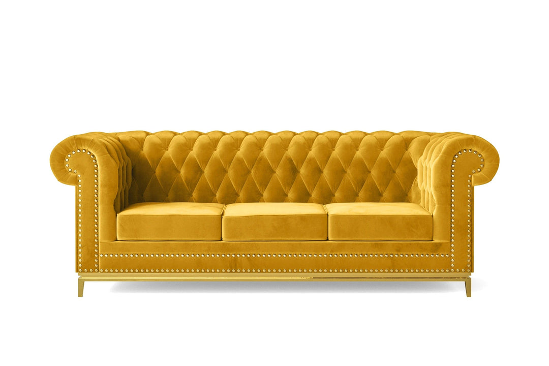 LIVELUSSO Sofa Venice 3 Seater Sofa Yellow Velvet