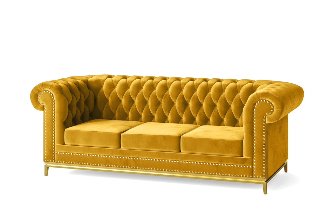 LIVELUSSO Sofa Venice 3 Seater Sofa Yellow Velvet