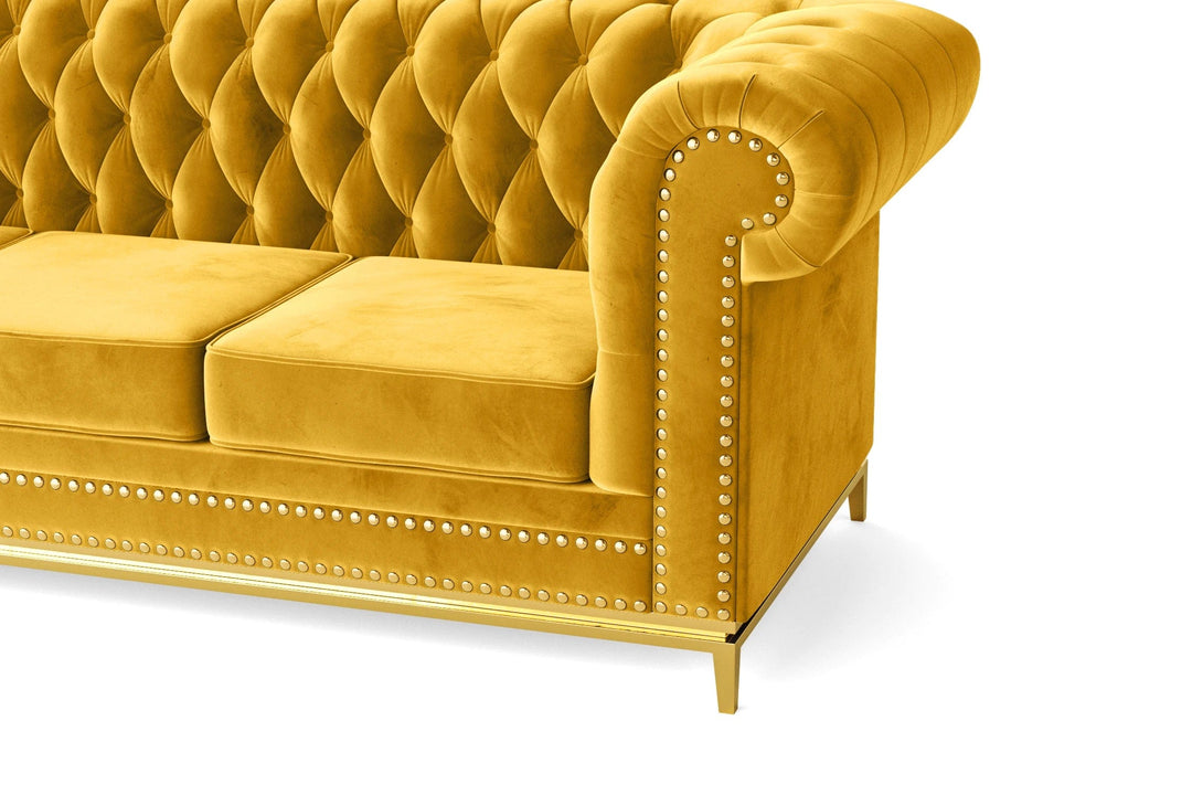 LIVELUSSO Sofa Venice 3 Seater Sofa Yellow Velvet