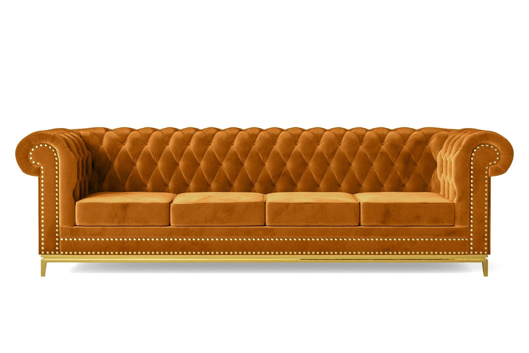 LIVELUSSO Sofa Venice 4 Seater Sofa Gold Velvet