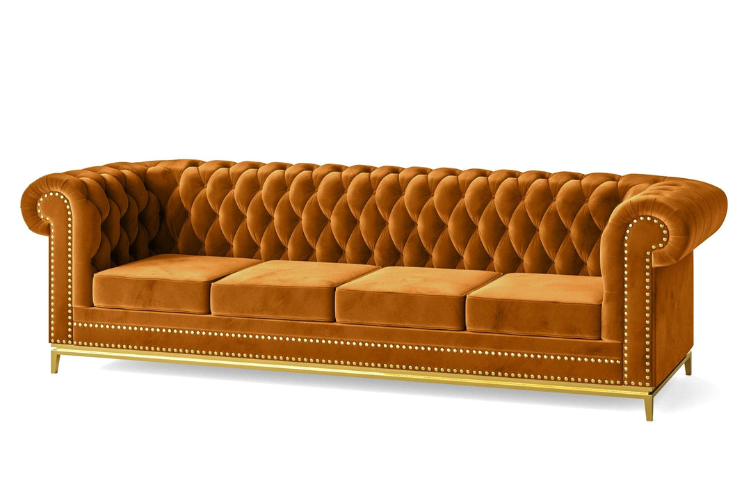 LIVELUSSO Sofa Venice 4 Seater Sofa Gold Velvet