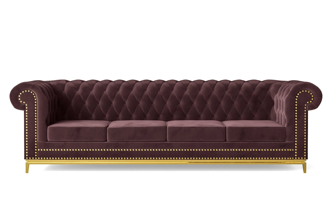 LIVELUSSO Sofa Venice 4 Seater Sofa Grape Velvet