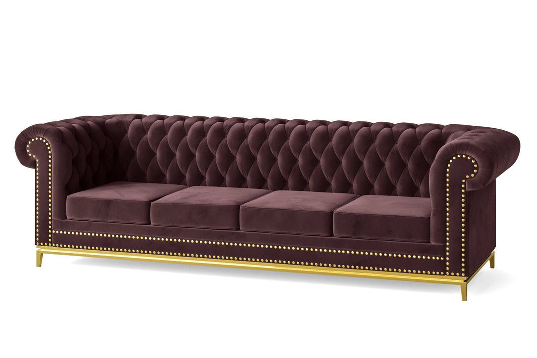 LIVELUSSO Sofa Venice 4 Seater Sofa Grape Velvet