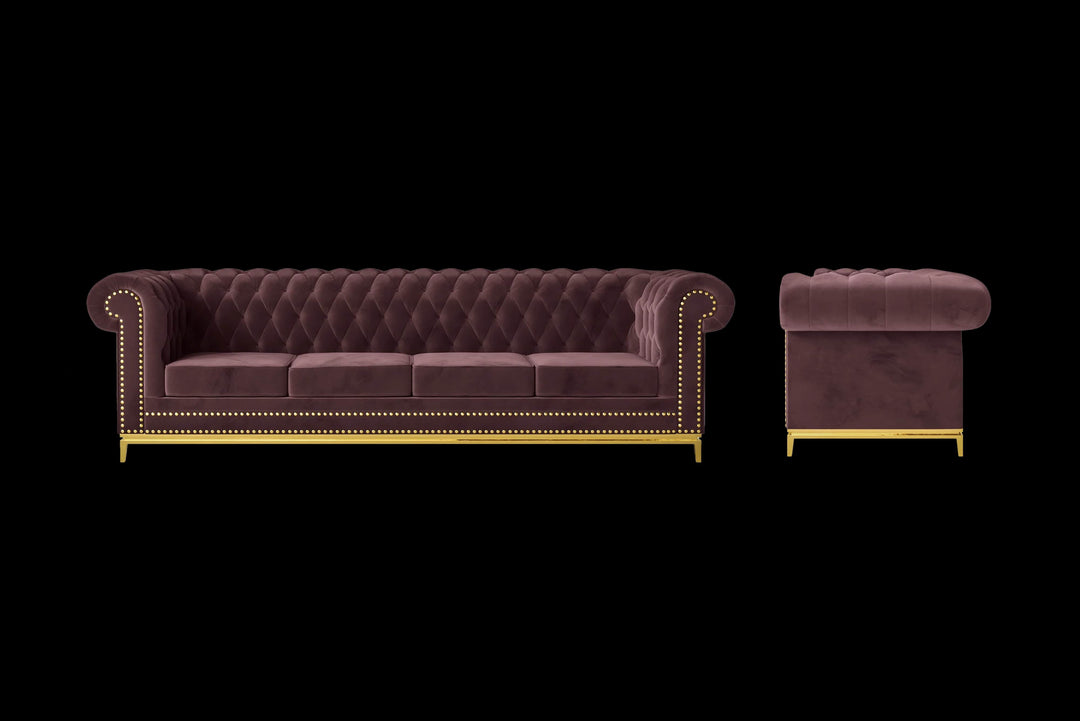 LIVELUSSO Sofa Venice 4 Seater Sofa Grape Velvet