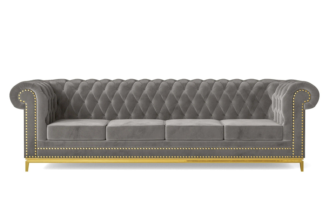 LIVELUSSO Sofa Venice 4 Seater Sofa Grey Velvet