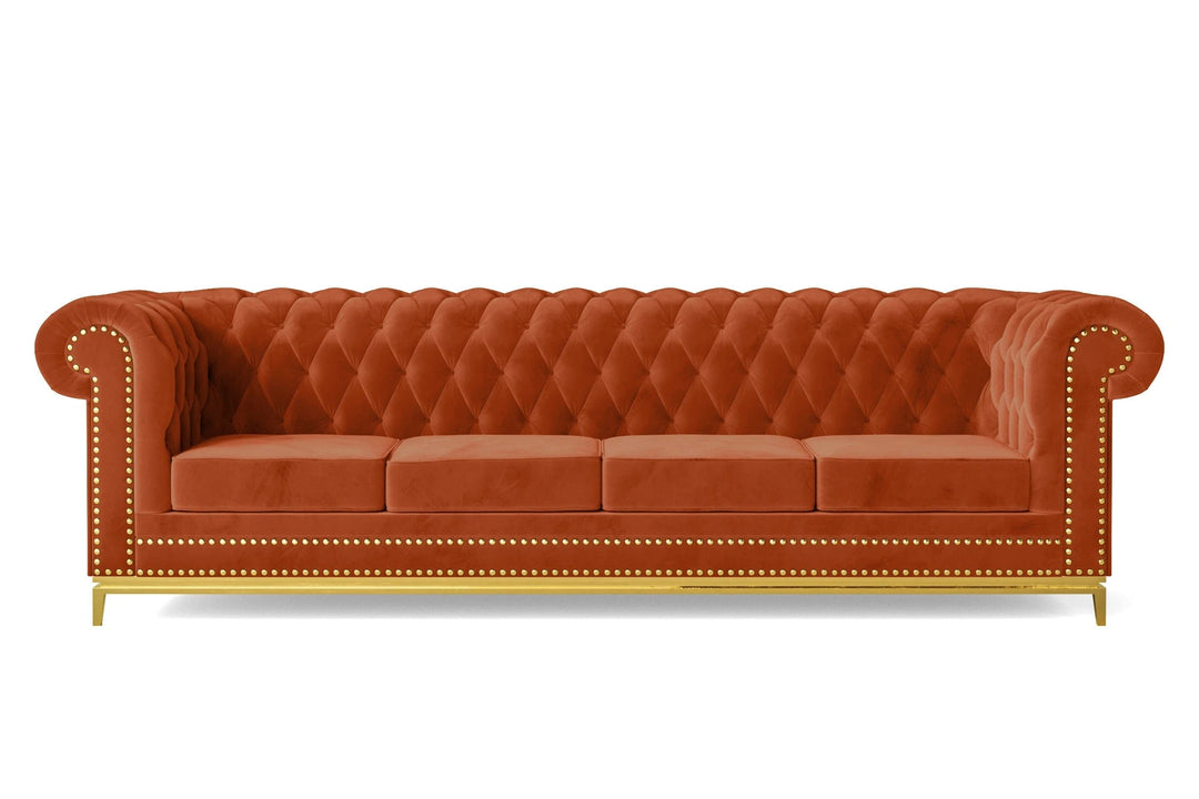 LIVELUSSO Sofa Venice 4 Seater Sofa Orange Velvet