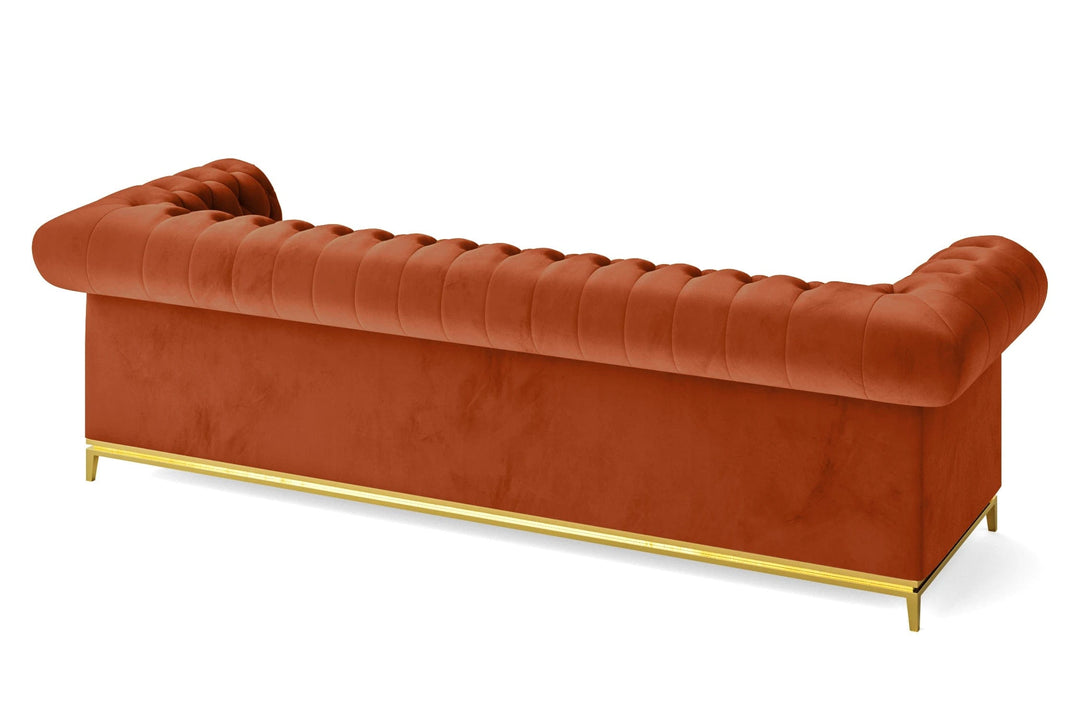 LIVELUSSO Sofa Venice 4 Seater Sofa Orange Velvet