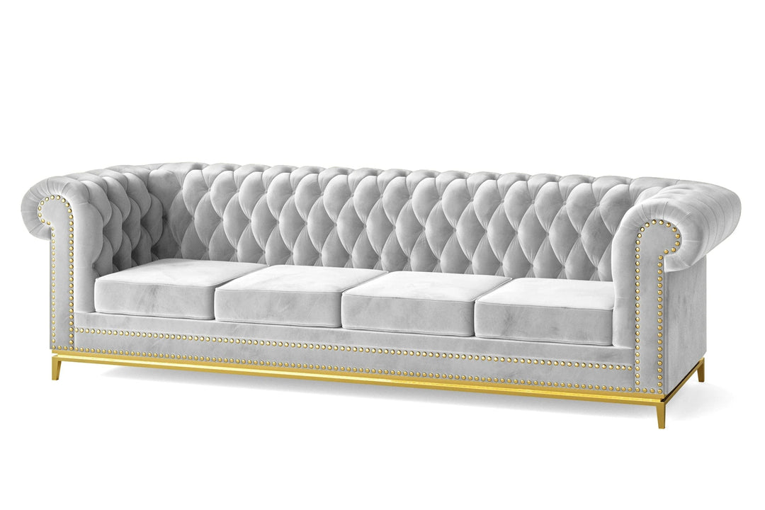 LIVELUSSO Sofa Venice 4 Seater Sofa White Velvet