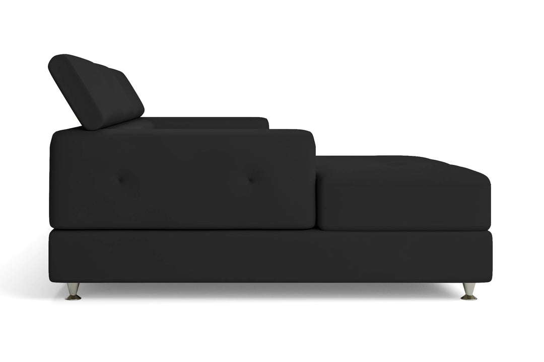 LIVELUSSO Chaise Lounge Sofa Vicenza 3 Seater Left Hand Facing Chaise Lounge Corner Sofa Black Leather