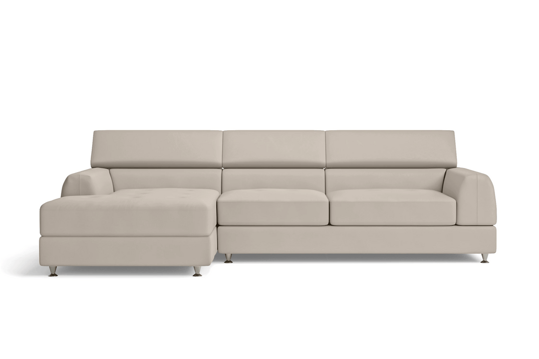 LIVELUSSO Chaise Lounge Sofa Vicenza 3 Seater Left Hand Facing Chaise Lounge Corner Sofa Sand Leather