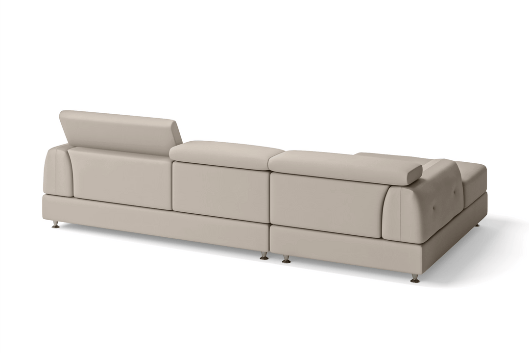 LIVELUSSO Chaise Lounge Sofa Vicenza 3 Seater Left Hand Facing Chaise Lounge Corner Sofa Sand Leather