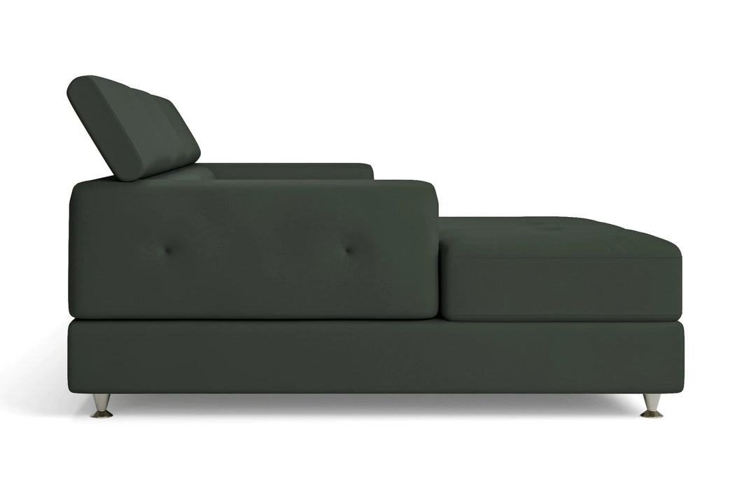 LIVELUSSO Chaise Lounge Sofa Vicenza 4 Seater Left Hand Facing Chaise Lounge Corner Sofa Green Leather