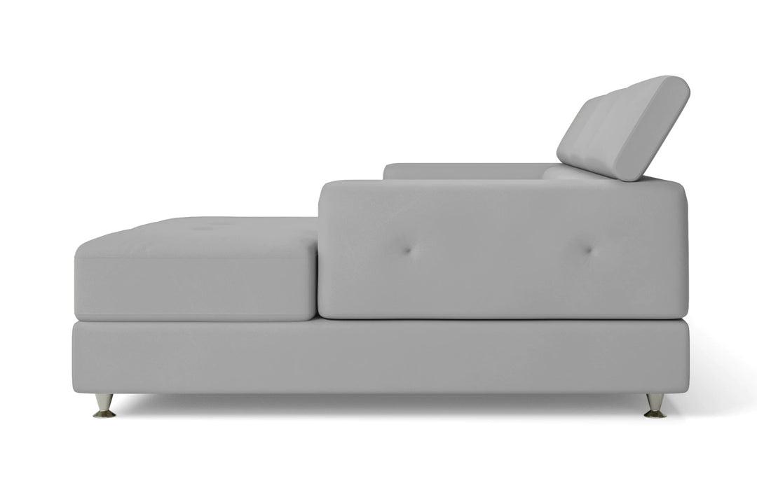 LIVELUSSO Chaise Lounge Sofa Vicenza 4 Seater Right Hand Facing Chaise Lounge Corner Sofa Grey Leather