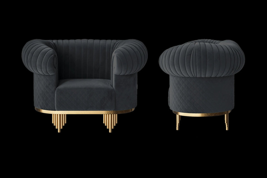 LIVELUSSO Armchair Viterbo Armchair Dark Grey Velvet