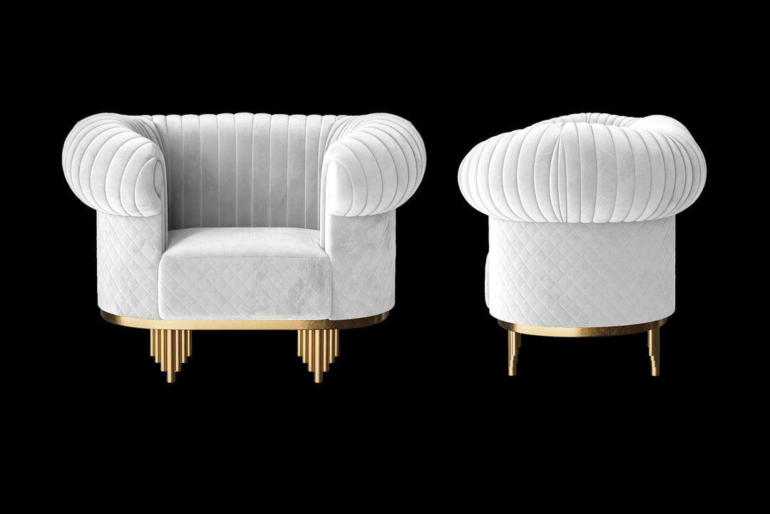 LIVELUSSO Armchair Viterbo Armchair White Velvet