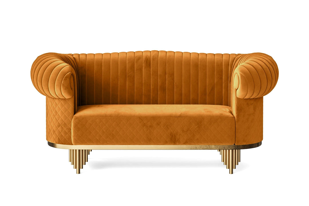 LIVELUSSO Sofa Viterbo 2 Seater Sofa Gold Velvet