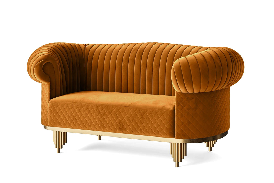 LIVELUSSO Sofa Viterbo 2 Seater Sofa Gold Velvet