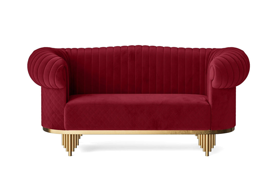 LIVELUSSO Sofa Viterbo 2 Seater Sofa Red Velvet