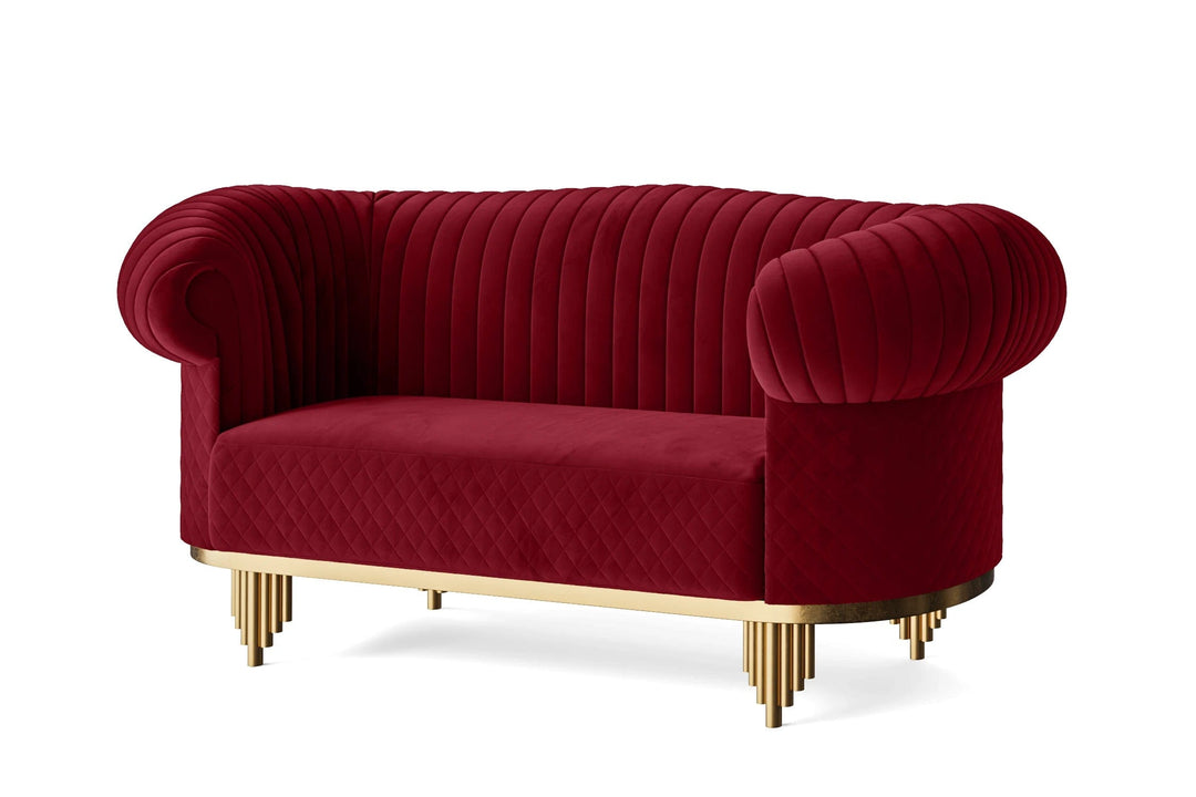 LIVELUSSO Sofa Viterbo 2 Seater Sofa Red Velvet