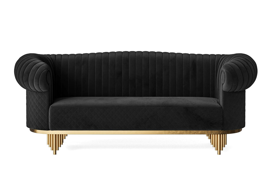 LIVELUSSO Sofa Viterbo 3 Seater Sofa Black Velvet