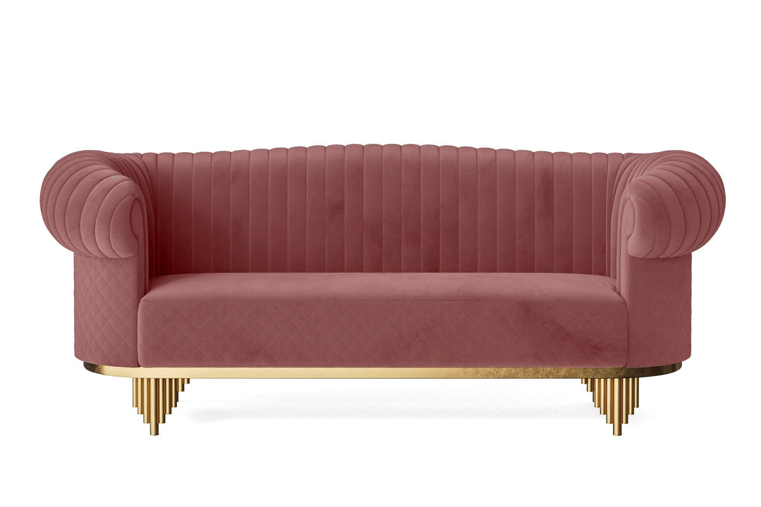 LIVELUSSO Sofa Viterbo 3 Seater Sofa Pink Velvet