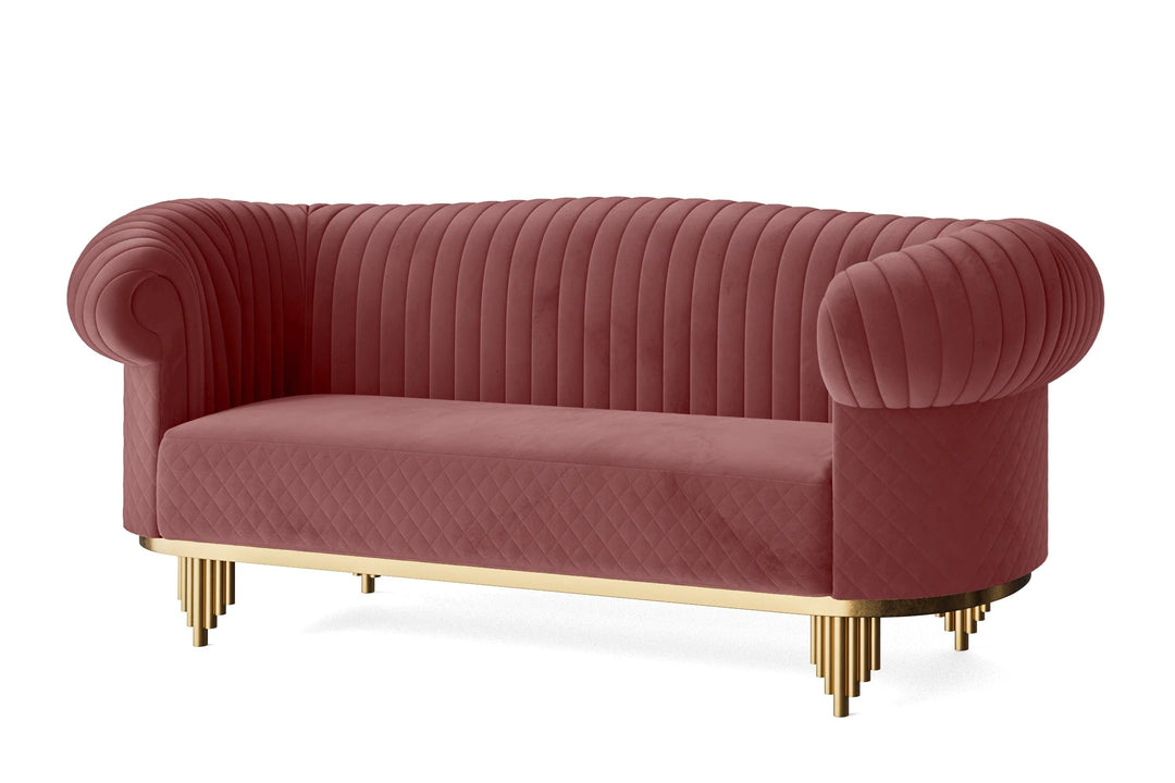 LIVELUSSO Sofa Viterbo 3 Seater Sofa Pink Velvet