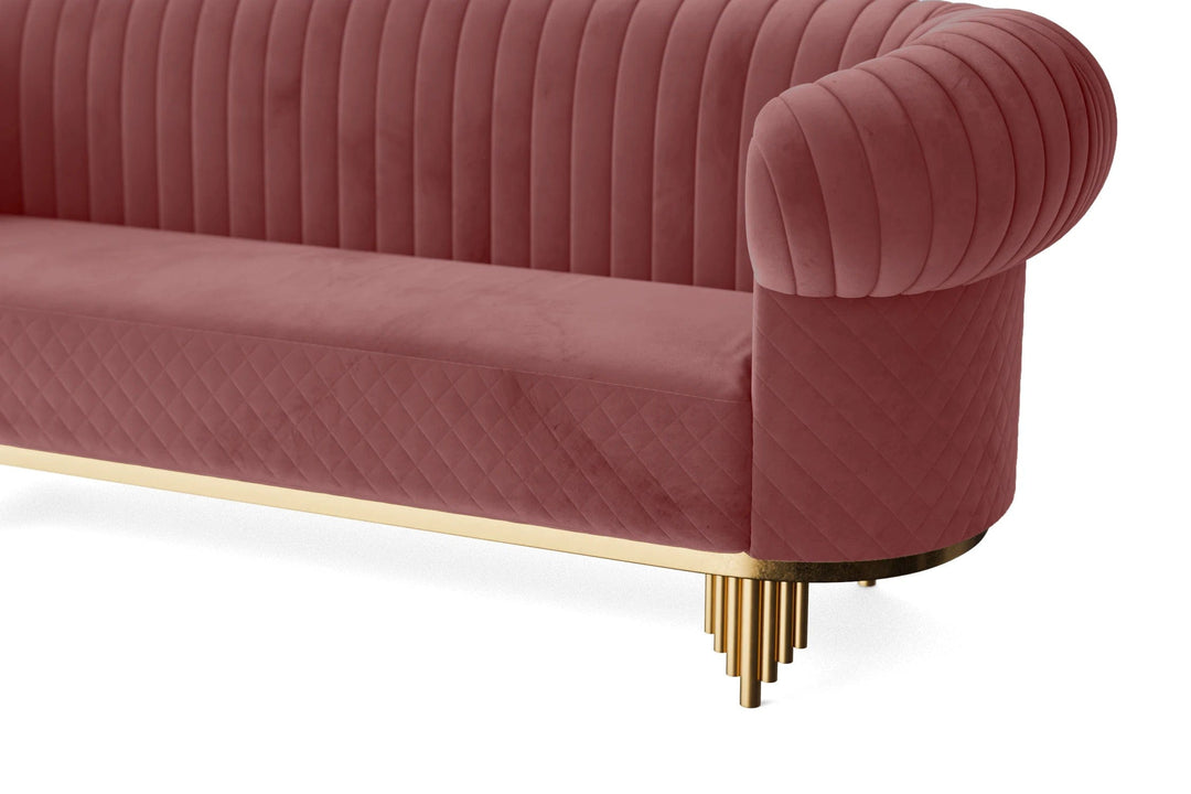 LIVELUSSO Sofa Viterbo 3 Seater Sofa Pink Velvet