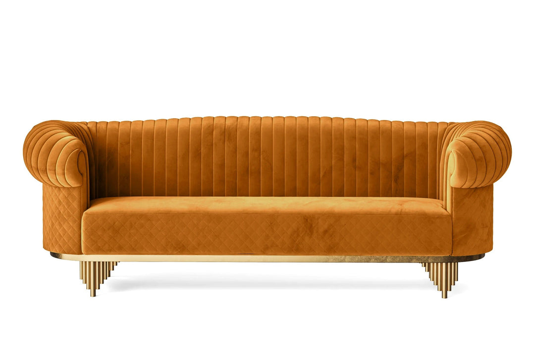 LIVELUSSO Sofa Viterbo 4 Seater Sofa Gold Velvet