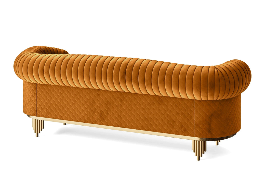 LIVELUSSO Sofa Viterbo 4 Seater Sofa Gold Velvet