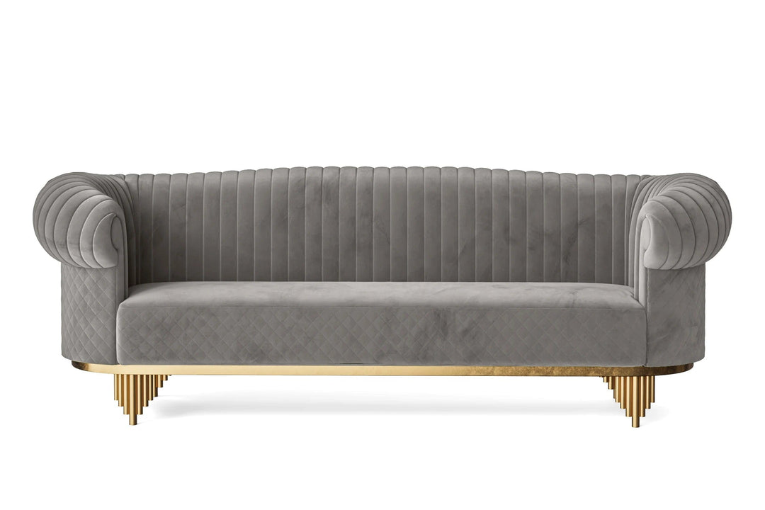 LIVELUSSO Sofa Viterbo 4 Seater Sofa Grey Velvet