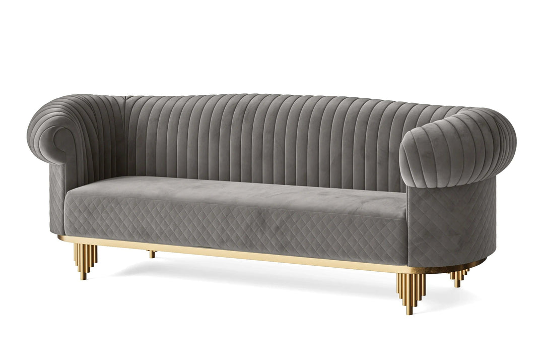 LIVELUSSO Sofa Viterbo 4 Seater Sofa Grey Velvet