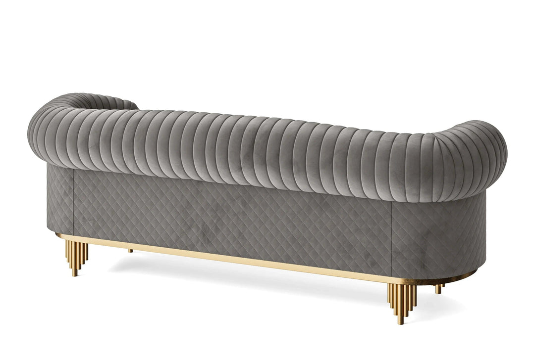 LIVELUSSO Sofa Viterbo 4 Seater Sofa Grey Velvet