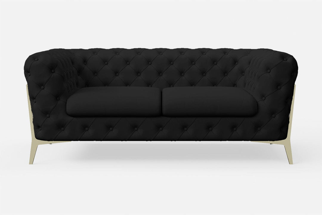 LIVELUSSO Sofa Vito 2 Seater Sofa Black Leather