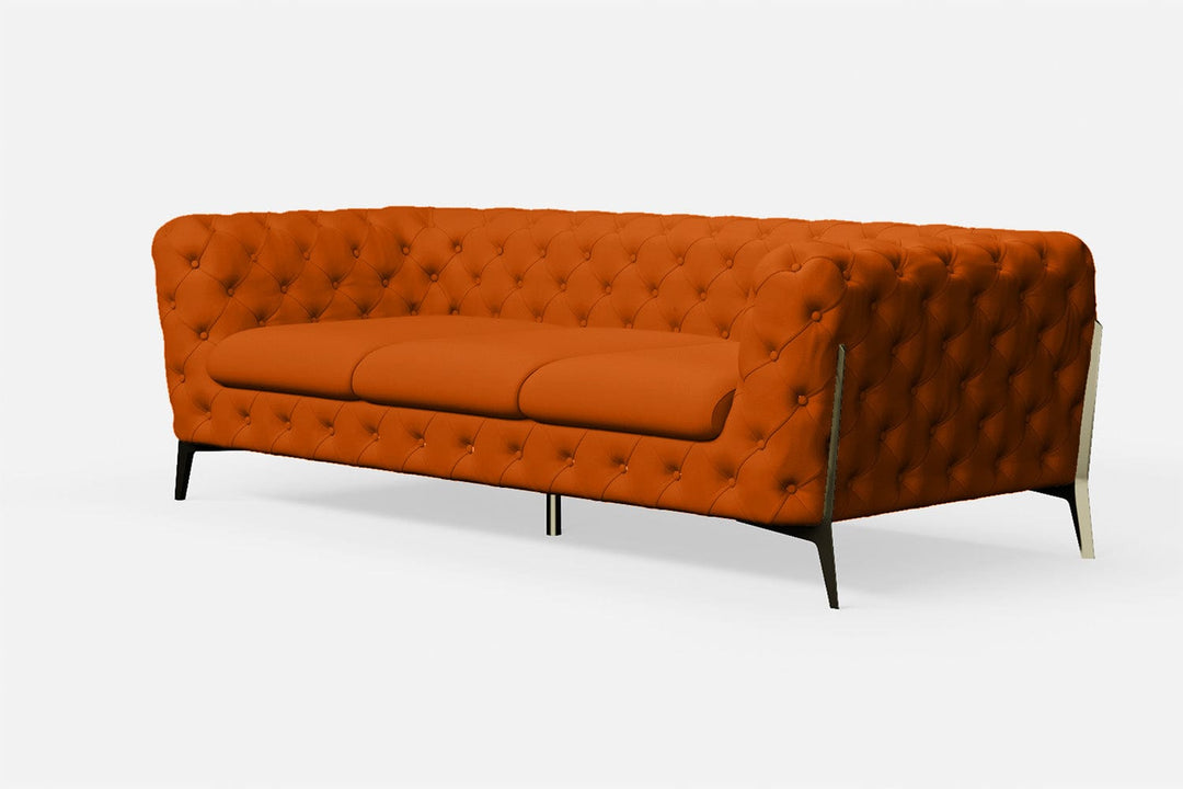 LIVELUSSO Sofa Vito 3 Seater Sofa Orange Leather